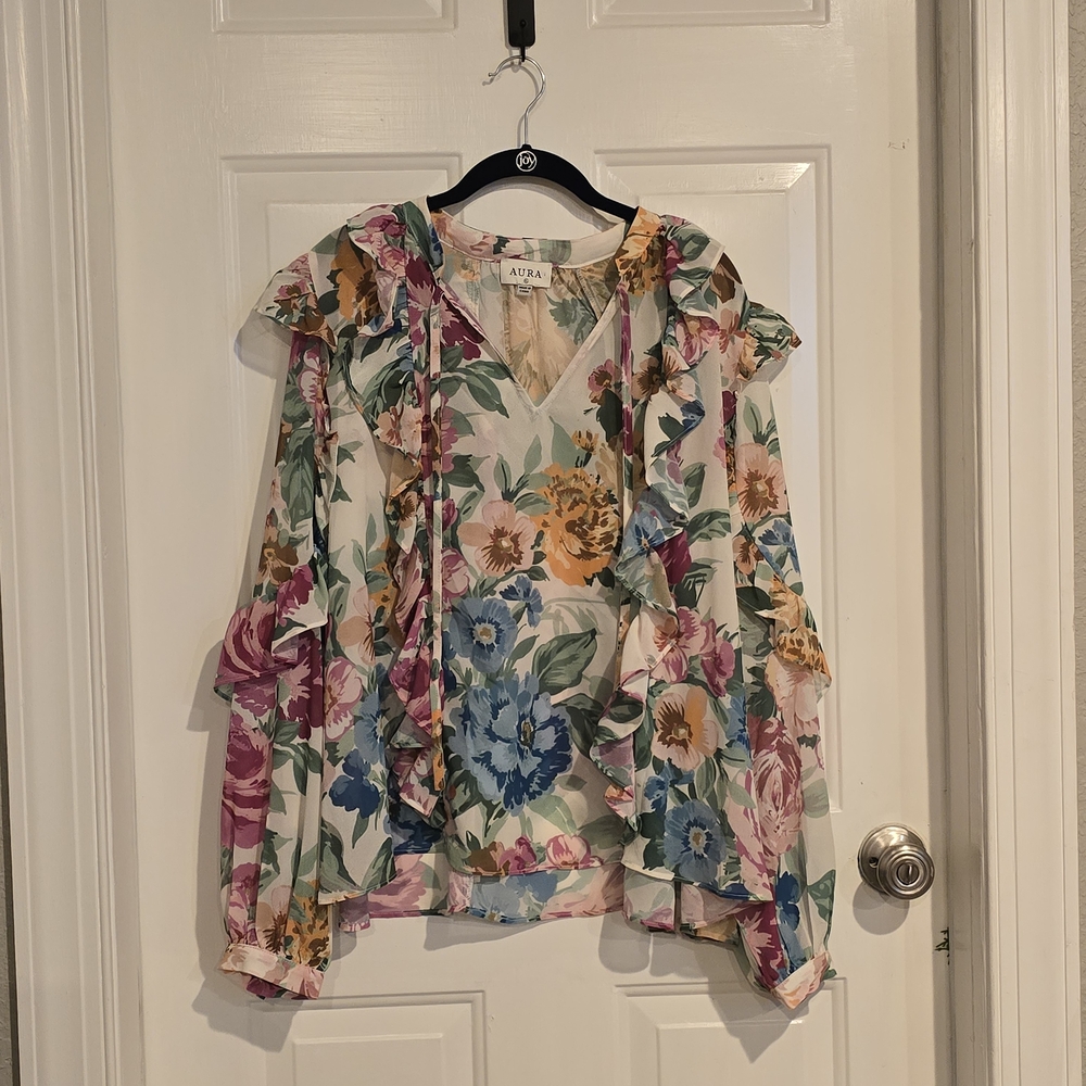 Aura Floral Ruffle Blouse - Multicolor